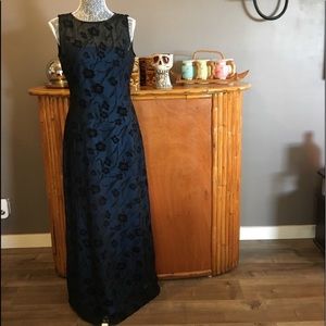 Black/blue formal dress, Size 8
